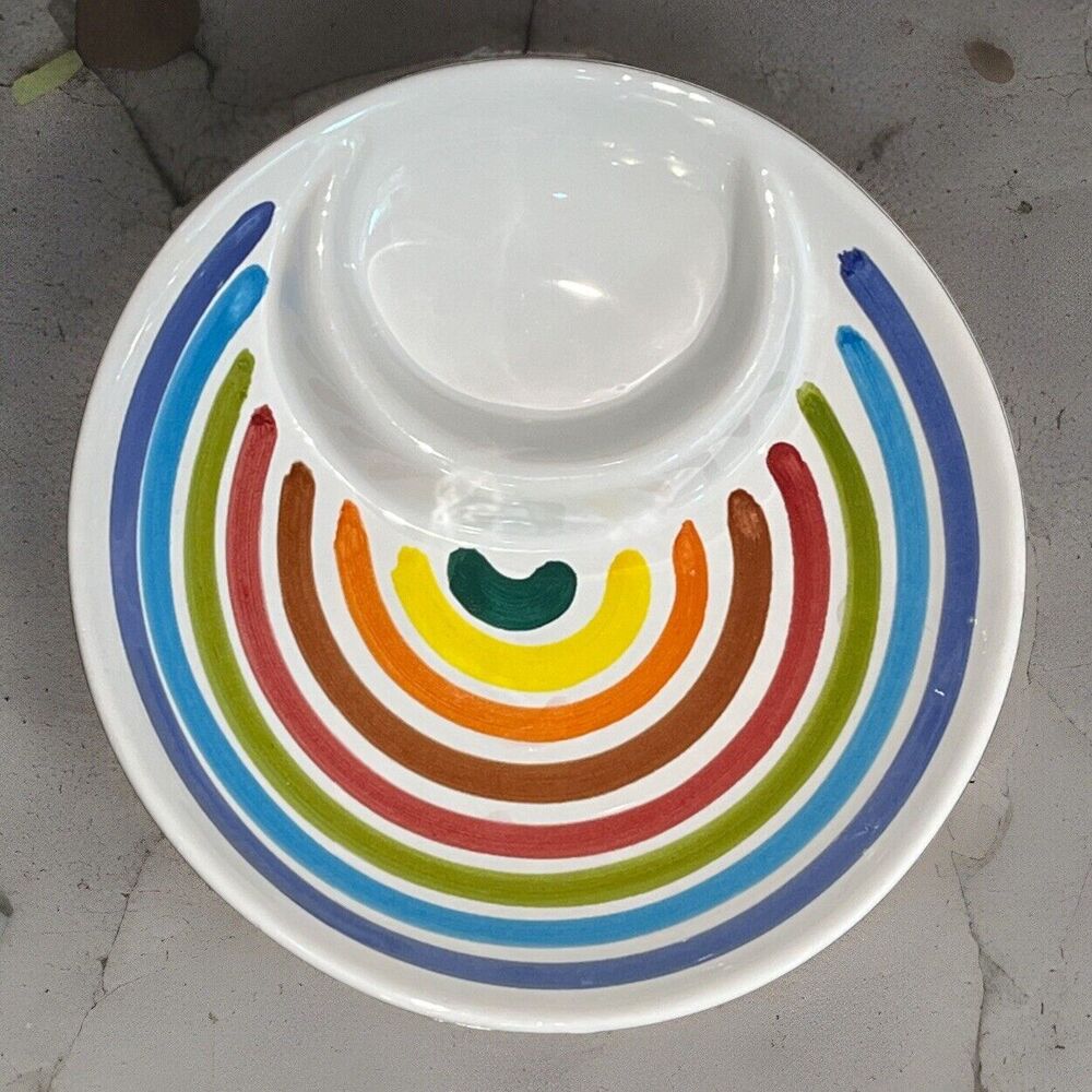 FRANTOIO MURAGLIA Hand Painted Bread Oil Ceramic Rainbow Plate Italy